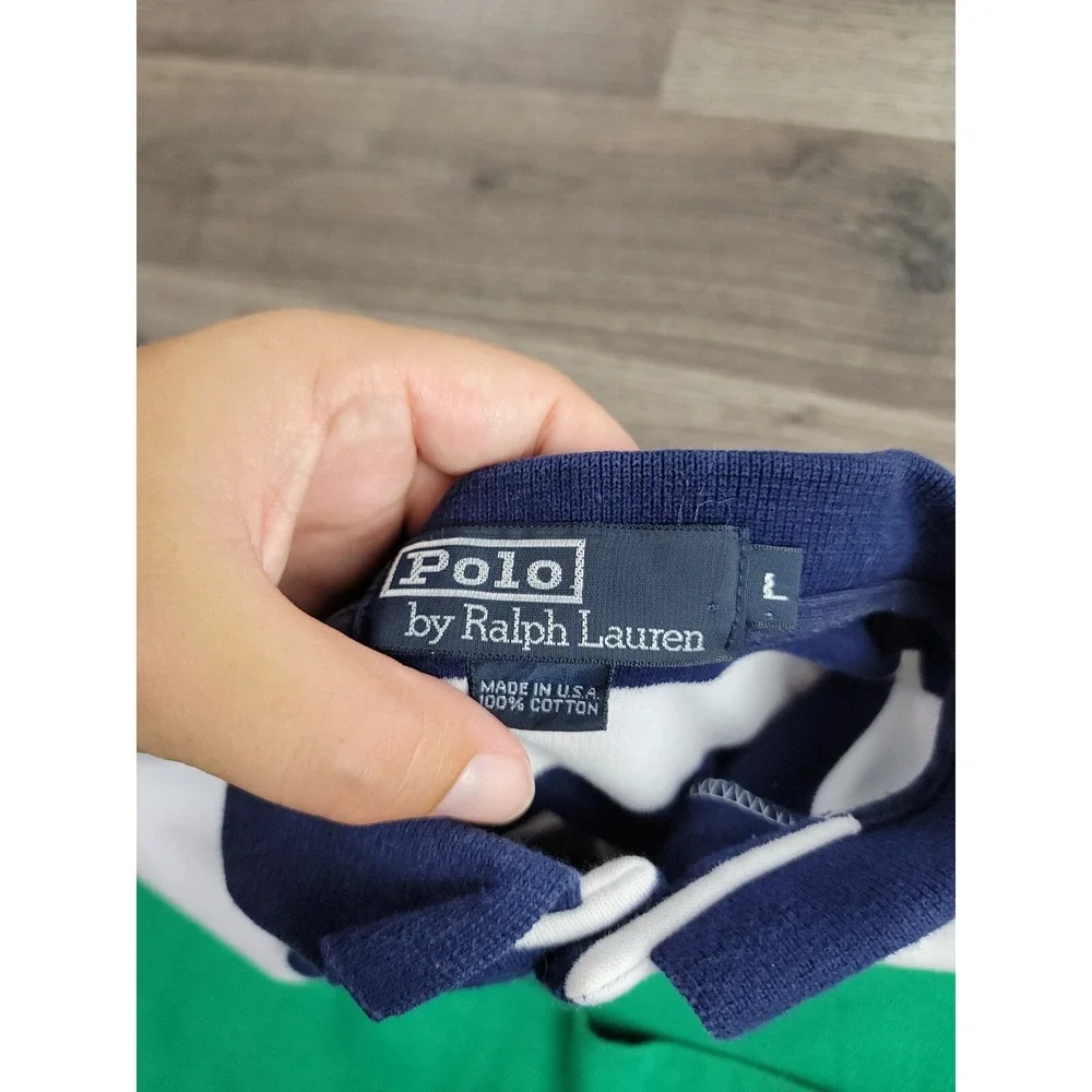 Vintage 90s Polo Ralph Lauren Shirt Large USA Made Striped Soft Cotton Mens Rare